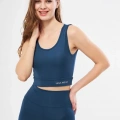 Kolsuz Sporcu Baskılı Crop - Turkuaz