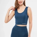 Kolsuz Sporcu Baskılı Crop - Turkuaz