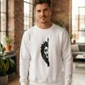Oversize Bisiklet Yaka Sevgililer Günü Baskılı Sweatshirt - Beyaz
