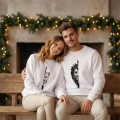 Oversize Bisiklet Yaka Sevgililer Günü Baskılı Sweatshirt - Beyaz