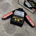 Unisex Vintage Baskılı Paraşüt Rüzgarlık - Siyah