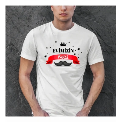 Babalar Günü Hediye Baba Temalı Baskılı Oversize Bisiklet Yaka T-shirt - Beyaz