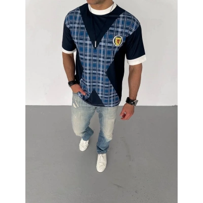 ERKEK Bisiklet Yaka Baskılı Kısa kol Oversize T-Shirt - Siyah
