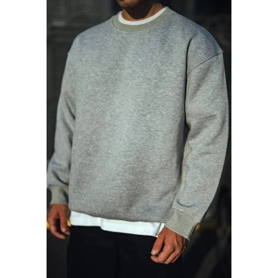 Erkek Kışlık Bisiklet Yaka 3 İplik Basic SweatShirt - Gri