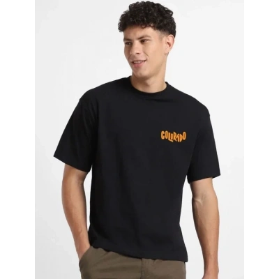 Erkek Tişört Baskılı Oversize Kısa kol T-shirt - Siyah