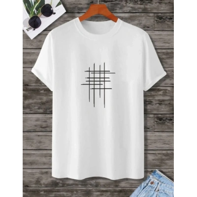 Kadın Baskılı Oversize  kısa kol T-Shirt - Beyaz
