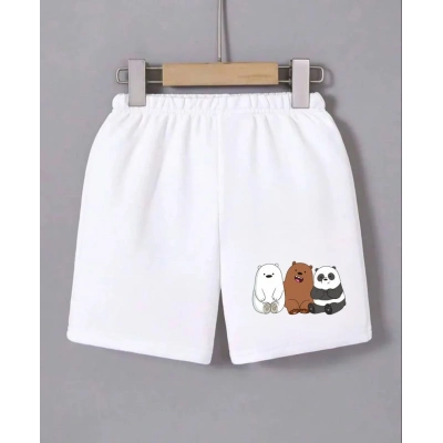 Kadın Beli Lastikli Baskılı Mini Şort - Beyaz