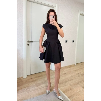 Kadın Sırt dekolteli Çan Detaylı Mini Elbise - Siyah