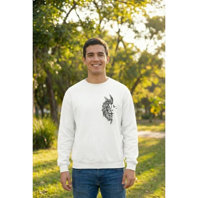 Sevgililer Günü Baskılı Oversize Bisiklet Yaka Sweatshirt - Beyaz