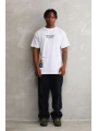 Erkek Bisiklet Yaka Baskılı Oversize T-Shirt - Beyaz
