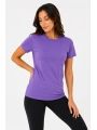 Kadın Basic Bisiklet Yaka Yazlık Slim fit T-Shirt - Mor & Turuncu