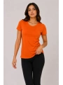 Kadın Basic Bisiklet Yaka Yazlık Slim fit T-Shirt - Mor & Turuncu