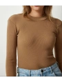 Kadın Full Likralı Fitilli Kaşkorse Body - Kahve