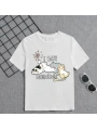 Kız Çocuk Bisiklet Yaka Baskılı T-Shirt - Beyaz