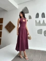 Kolsuz Uzun Kabardin Elbise - Bordo