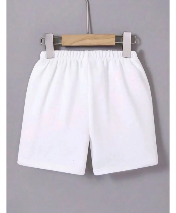 Kadın Beli Lastikli Mini Düz Şort - Beyaz