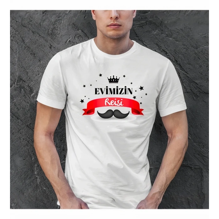 Babalar Günü Hediye Baba Temalı Baskılı Oversize Bisiklet Yaka T-shirt - Beyaz