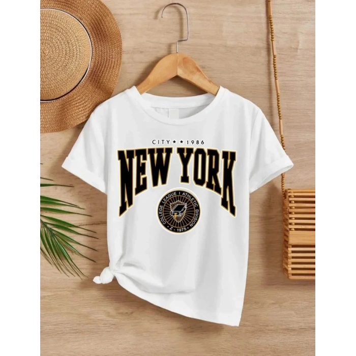 Çocuk Unisex Baskılı T-Shirt - Beyaz