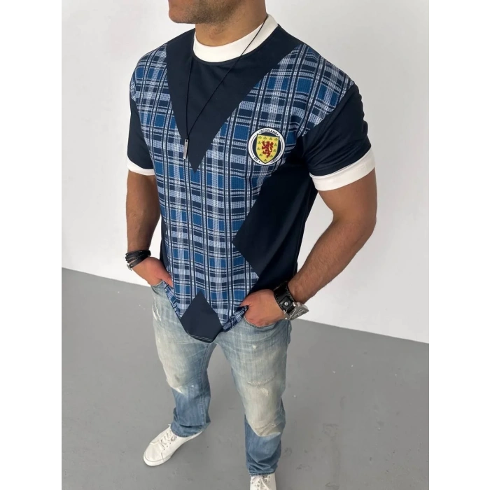 ERKEK Bisiklet Yaka Baskılı Kısa kol Oversize T-Shirt - Siyah
