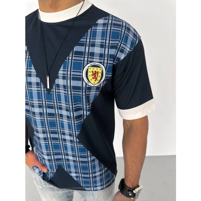 ERKEK Bisiklet Yaka Baskılı Kısa kol Oversize T-Shirt - Siyah