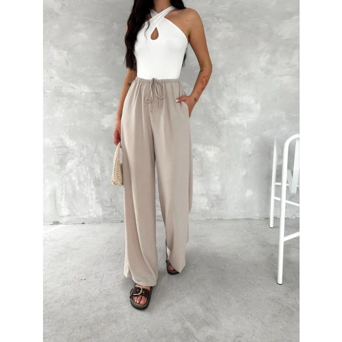 Kadın Ayrobin Oversize Kadın Pantalon - Bej