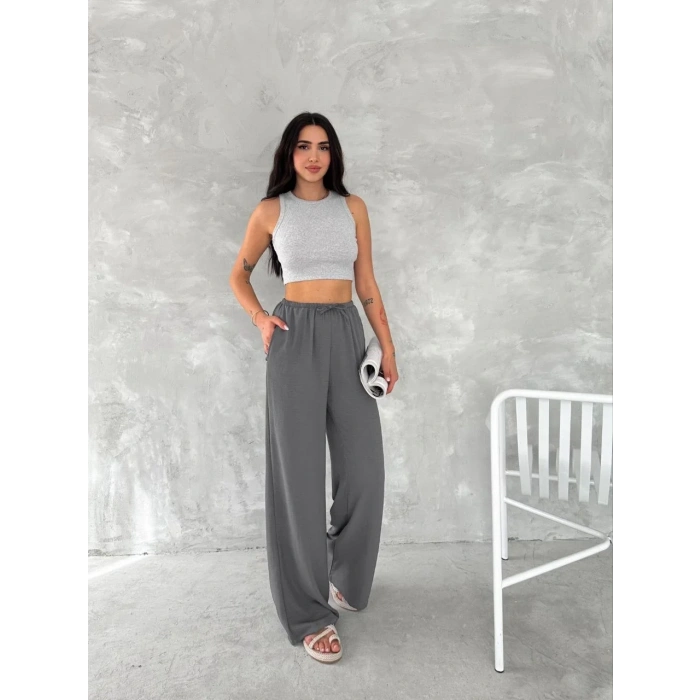 Kadın Ayrobin Oversize Kadın Pantolon - Füme