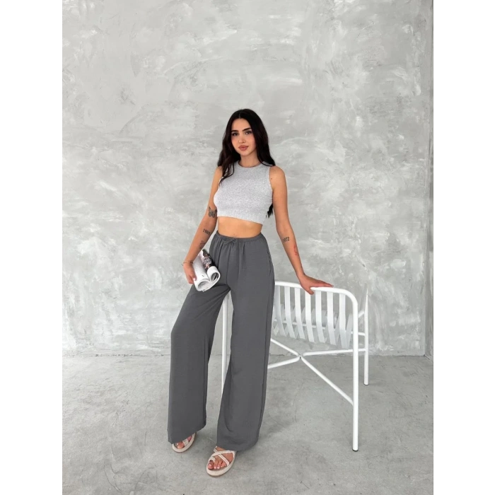 Kadın Ayrobin Oversize Kadın Pantolon - Füme
