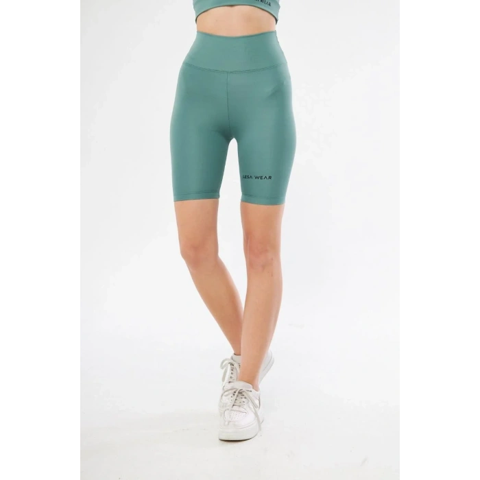 Yüksek Bel Biker Sporcu Şort - Mint Yeşili