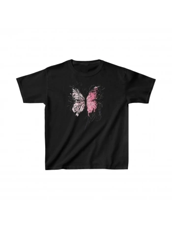 Çocuk Kız Baskılı T-Shirt - Siyah