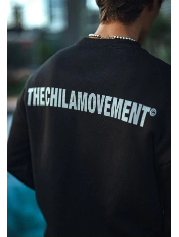 Erkek 3 iplik Pamuklu Bisiklet Yaka Oversize Baskılı SweatShirt - Siyah
