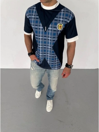 ERKEK Bisiklet Yaka Baskılı Kısa kol Oversize T-Shirt - Siyah