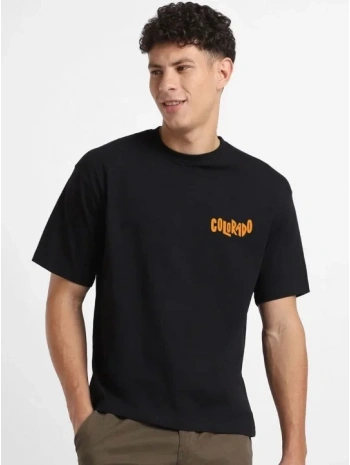 Erkek Tişört Baskılı Oversize Kısa kol T-shirt - Siyah