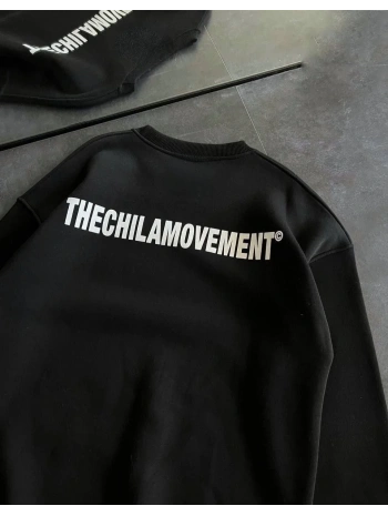Kadın 3 iplik Kışlık pamuklu Bisiklet Yaka Oversize Baskılı SweatShirt - Siyah