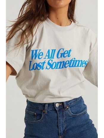 Kadın Baskılı Oversize kısa kol T-Shirt - Beyaz