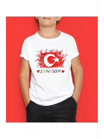 Unisex Çocuk Baskılı T-Shirt - Beyaz