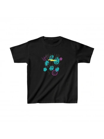 Unisex Çocuk Baskılı T-Shirt - Siyah