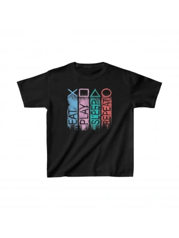 Unisex Çocuk Baskılı T-Shirt - Siyah
