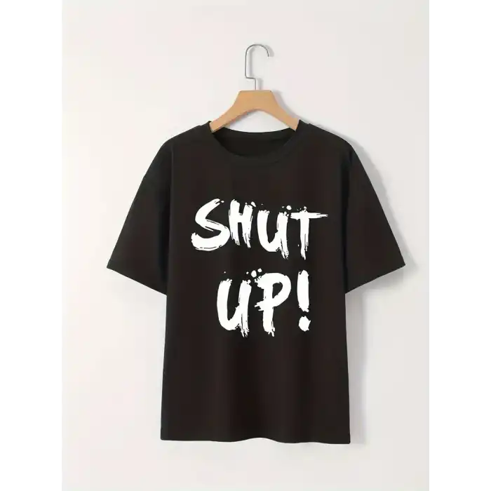 20/1 Penye Compack Baskılı Oversize Bisiklet Yaka m Kısa Kol Yazlık T-shirt - Siyah