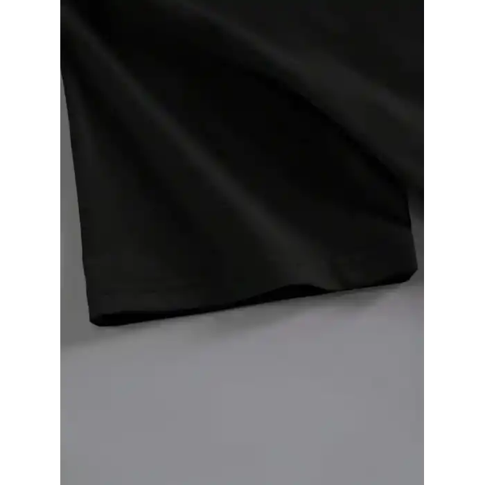 20/1 Penye Compack Baskılı Oversize Kahve Desenli Kadın Kısa Kol Yazlık T-shirt - Siyah