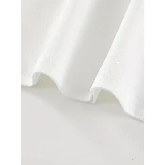 20/1 Penye Compack Baskılı Oversize Kısa Kol Bisiklet Yaka T-shirt - Beyaz
