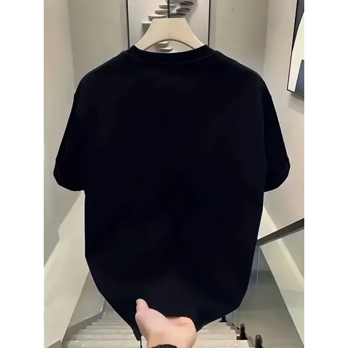 20/1 Penye Compack Day One Baskılı Oversize Bisiklet Yaka T-shirt - Siyah