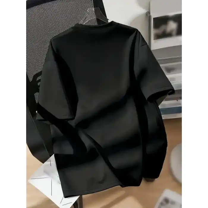 20/1 Penye Compack Spider Baskılı Oversize Unisex Kısa Kol Yazlık T-shirt - Siyah