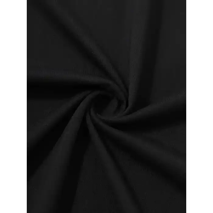 20/1 Penye Compack Uçak Baskılı Oversize Bisiklet Yaka Kısa Kol T-shirt - Siyah