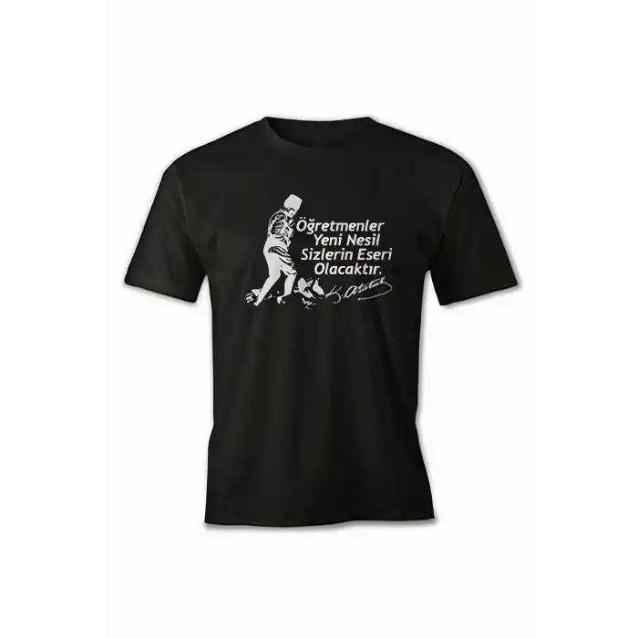 24 Kasım Öğretmenler Baskılı T-shirt - Siyah