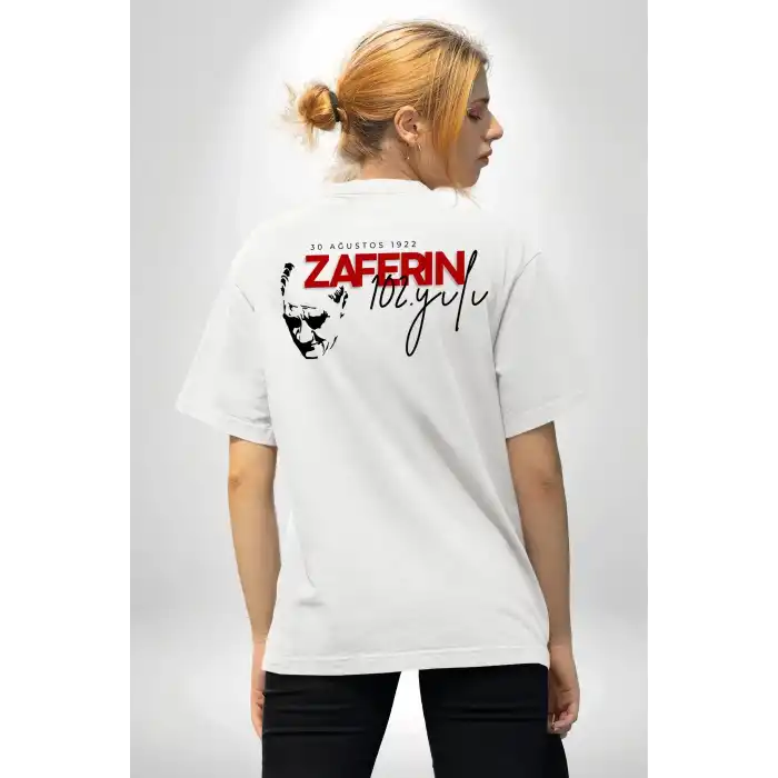 30 Ağustos Unisex Baskılı T-shirt - Beyaz