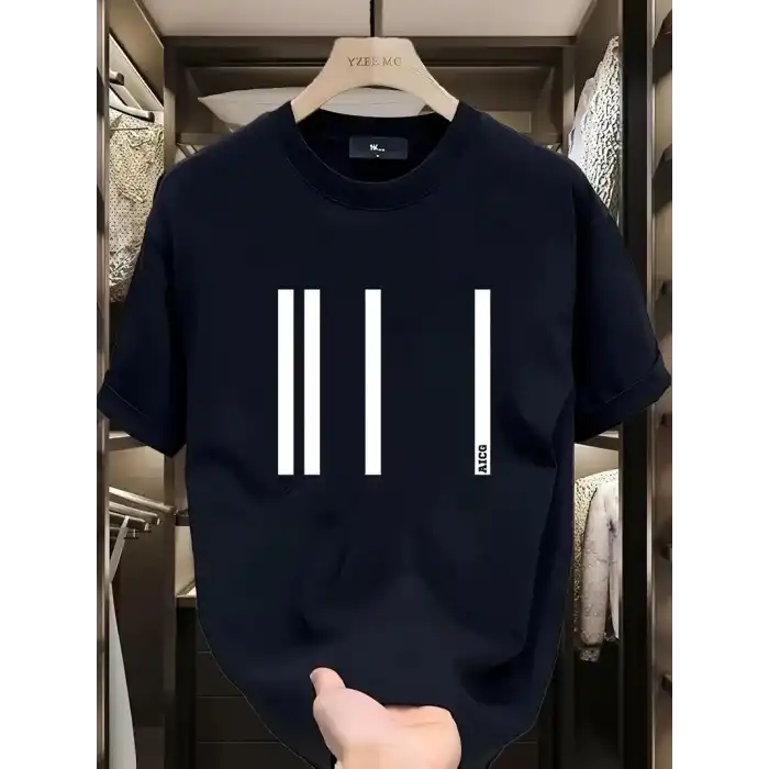 AICG Ön Arka Baskılı Bisiklet Yaka Kadın Oversize Bisiklet Yaka T-shirt - Siyah