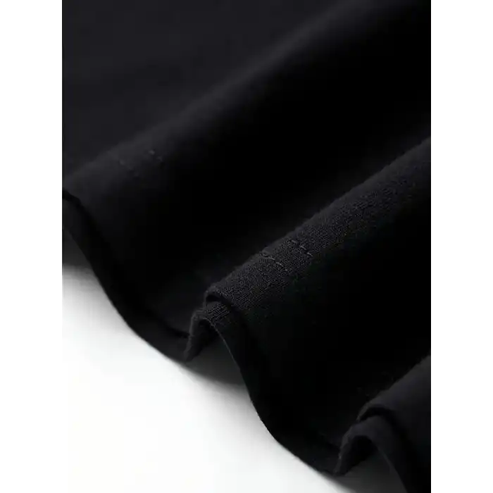 AICG Ön Arka Baskılı Bisiklet Yaka Kadın Oversize Bisiklet Yaka T-shirt - Siyah