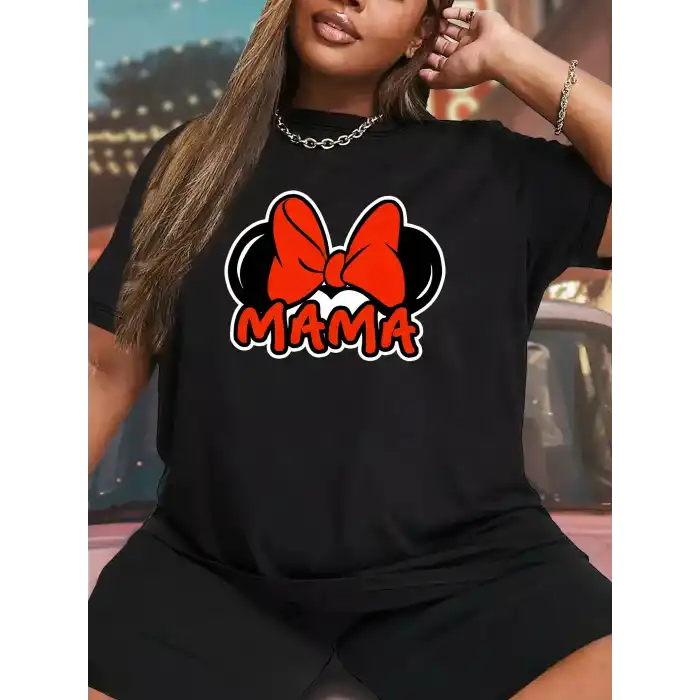 Anneler Günü Baskılı T-shirt - Siyah