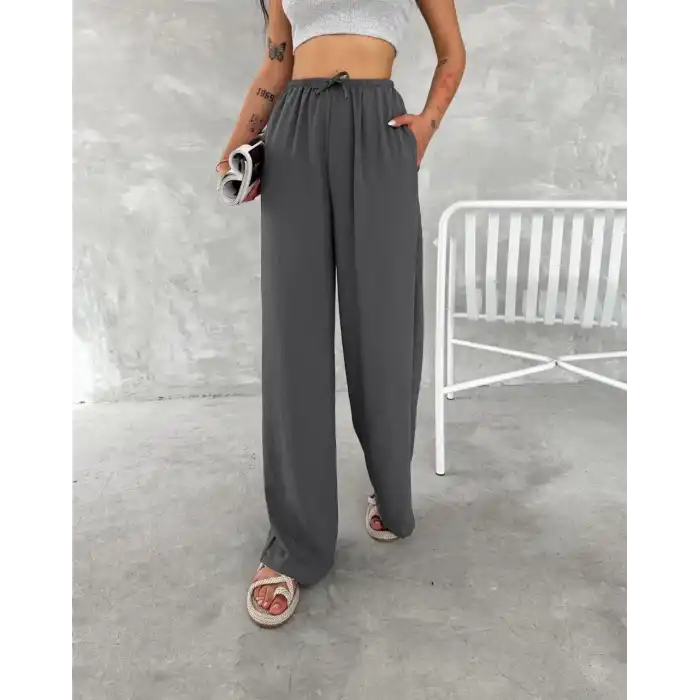 Ayrobin Oversize Kadın Pantalon - Füme