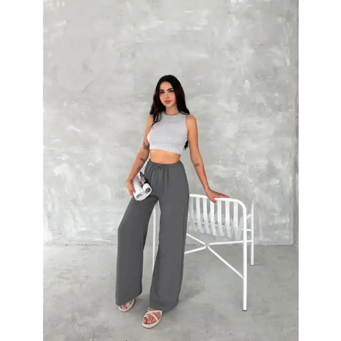 Ayrobin Oversize Kadın Pantalon - Füme